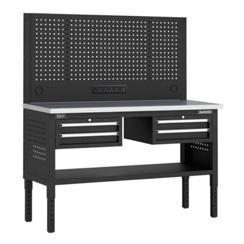 Image of Sealey Superline Pro 4 Drawer Modular Workbench and Pegboard APMWB60COMBO3SS Length: 1.52m
