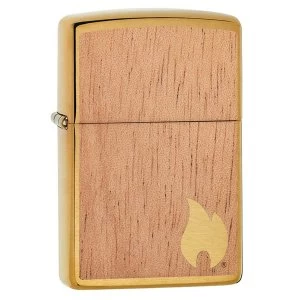 Image of Zippo Woodchuck Flame Brushed Brass Windproof Lighter