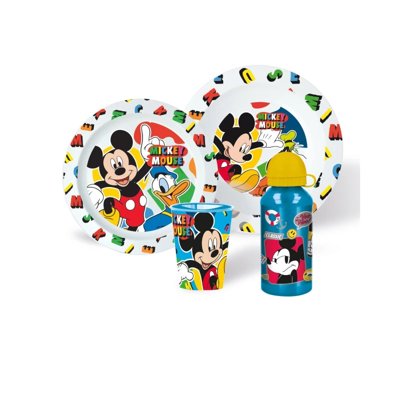 Image of Mickey Mouse Mickey Mouse Dinner Set With Aluminium Bottle Blue