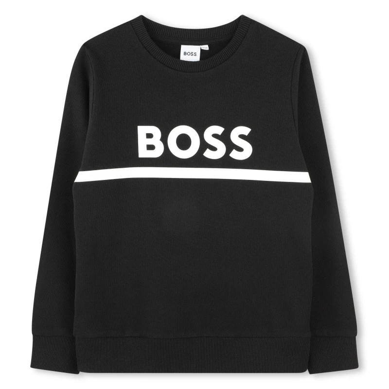 Image of Boss Logo Crew Neck Sweatshirt Junior Boys - Black 9 - 10 Years