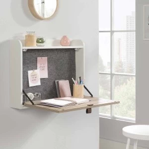 Image of Teknik Avon Leather Handled Wall Desk, Oak