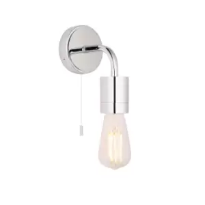 Image of Polished Chrome Plated Bathroom Wall Light - IP44 Rated - Modern LED Sconce Lamp