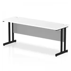 Image of Impulse 1800 x 600mm Straight Desk White Top Black Cantilever Leg