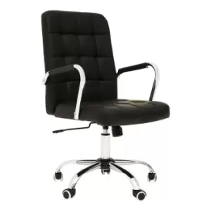 Image of Premier Houseware Brent Leather Effect And Chrome Home Office Chair, black