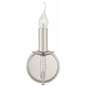 Image of Avery Luxury Single Wall Light Bright Nickel Traditional Candelabra Lamp Holder