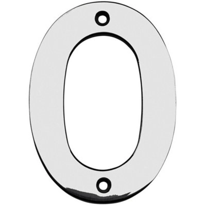 Image of Loops 100mm Front Door Numerals '0' 82mm Fixing Centres Bright Stainless Steel Metallics