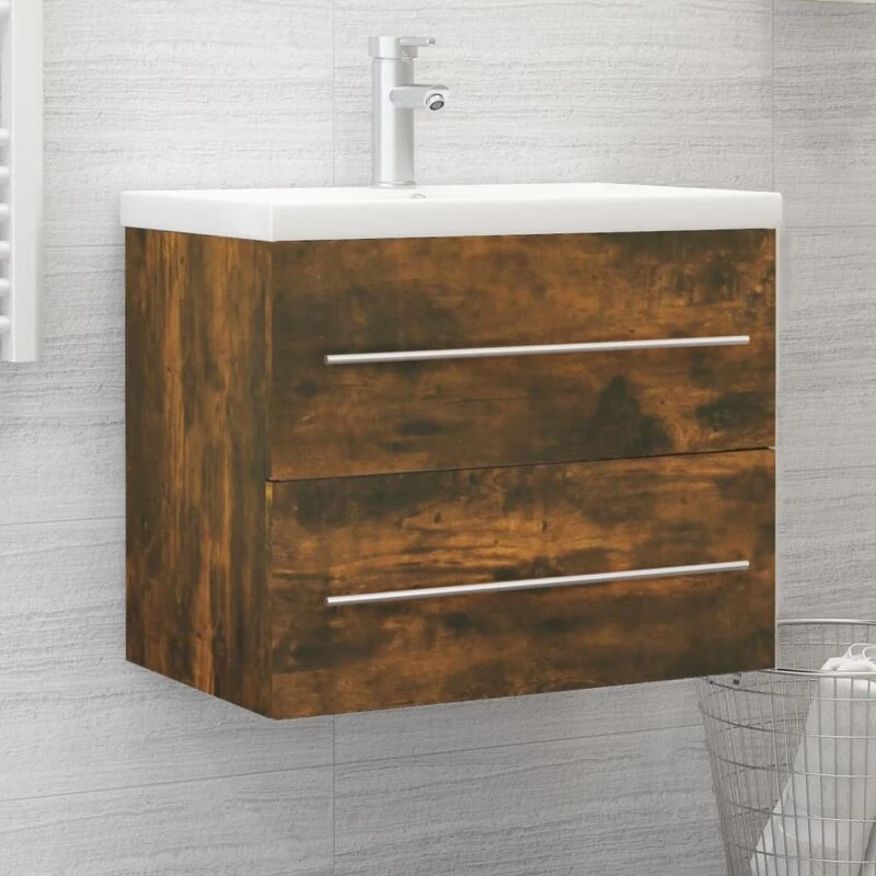 Image of VIDAXL Sink Cabinet Smoked Oak 60x38.5x48cm Engineered Wood Vidaxl 815642