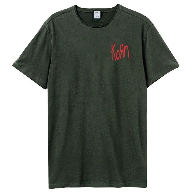 Image of Amplified Amplified Men Lineart Issues Korn T-Shirt in Charcoal Size: 3X-Large Charcoal XXXL Male 5063703714594