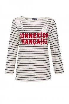 Image of French Connection Connexion Francaise Striped T shirt Cream