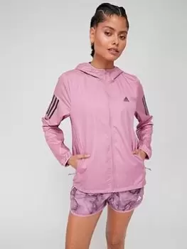 Image of adidas Performance Own The Run Hooded Running Windbreaker - Pink, Size XS, Women