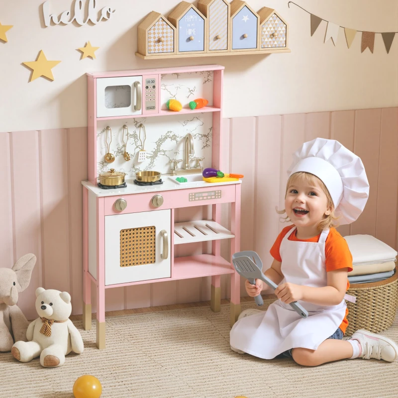 Image of AIYAPLAY Kitchen Playset with Pretend Play Kitchen Accessories, Pink Pink Unisex