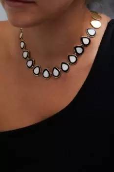 Image of Recycled Gold Plated Enamel And Mother of Pearl Necklace