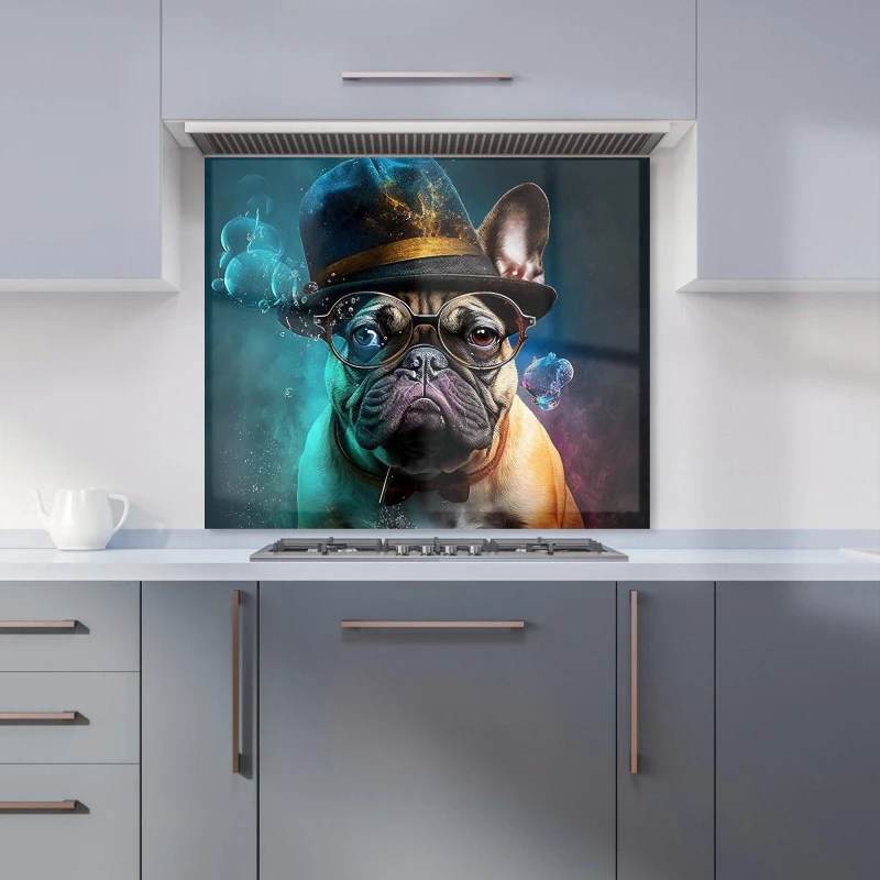 Image of Warren Reed - Designer French Bulldog Splashart Kitchen Splashback Size: 700mm x 650mm Multicolor Unisex 700mm x 650mm