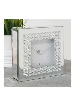 Image of Hestia Mirror Glass Mantel Clock With Crystal Border