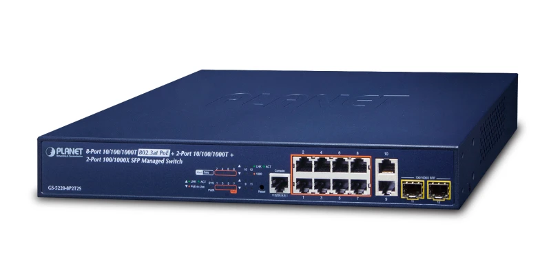 Image of PLANET GS-5220-8P2T2S network switch Managed L2+ Gigabit Ethernet (10/