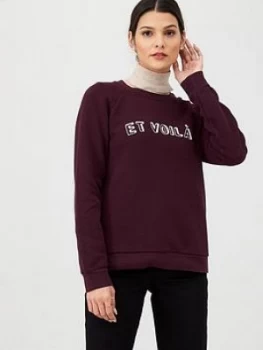 Image of WHISTLES Et Voila Logo Sweatshirt - Burgundy, Size S, Women
