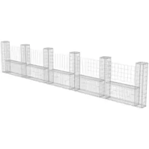 Image of Gabion Basket U-Shape Galvanised Steel 570x20x100cm Vidaxl Silver