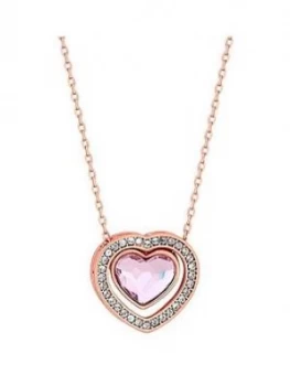 Image of Jon Richard Jon Richard Swarovski Light Rose Dancing Heart Pendant Necklace