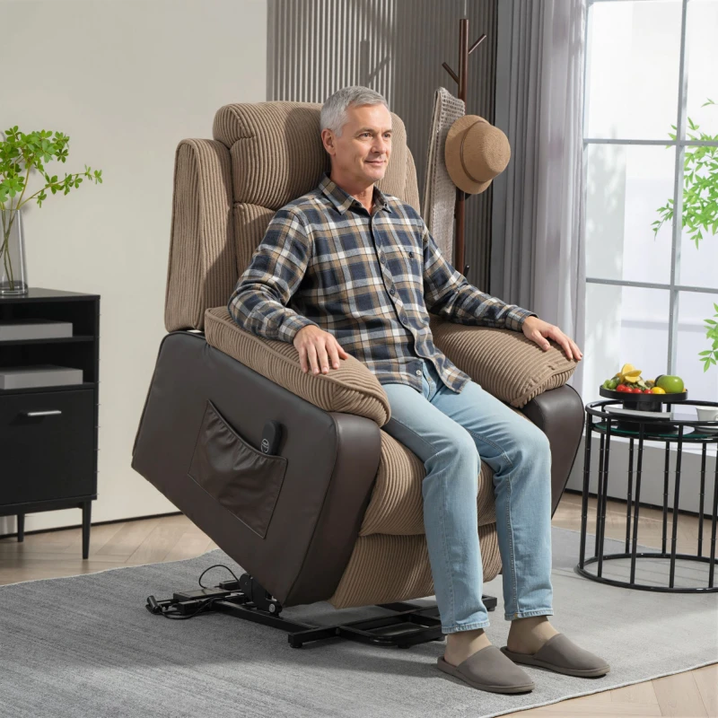 Image of HOMCOM Power Lift Riser and Recliner Chair with Remote Control - Brown TJ Hughes Dark Grey 5063603840904