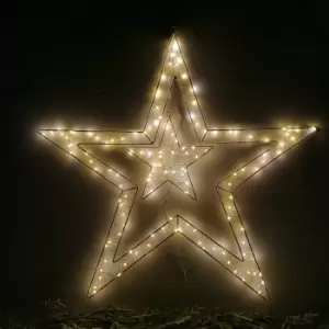 Image of 80cm Premier Light Up Double Star Christmas Decoration with 140 LED in Warm White