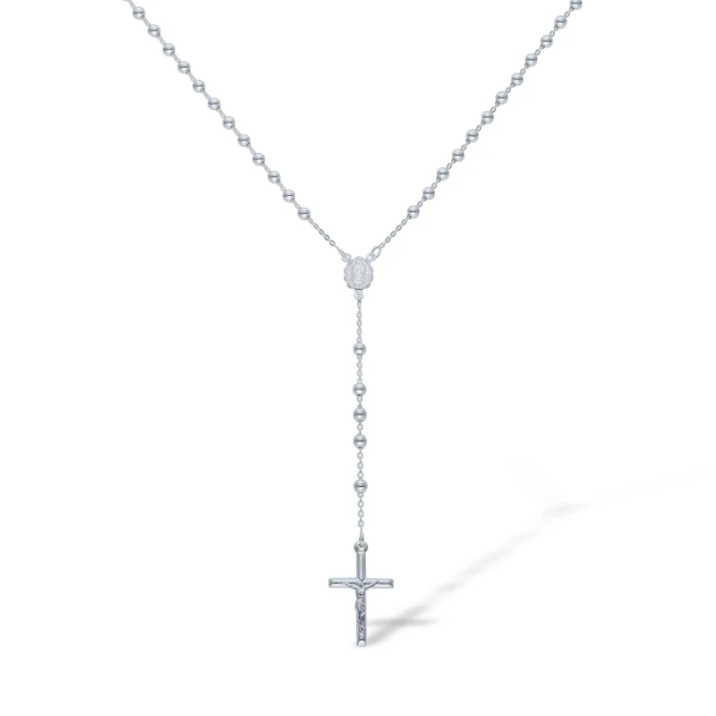 Image of Be You Sterling Silver Rosary Cross Pendant Silver unisex One Size