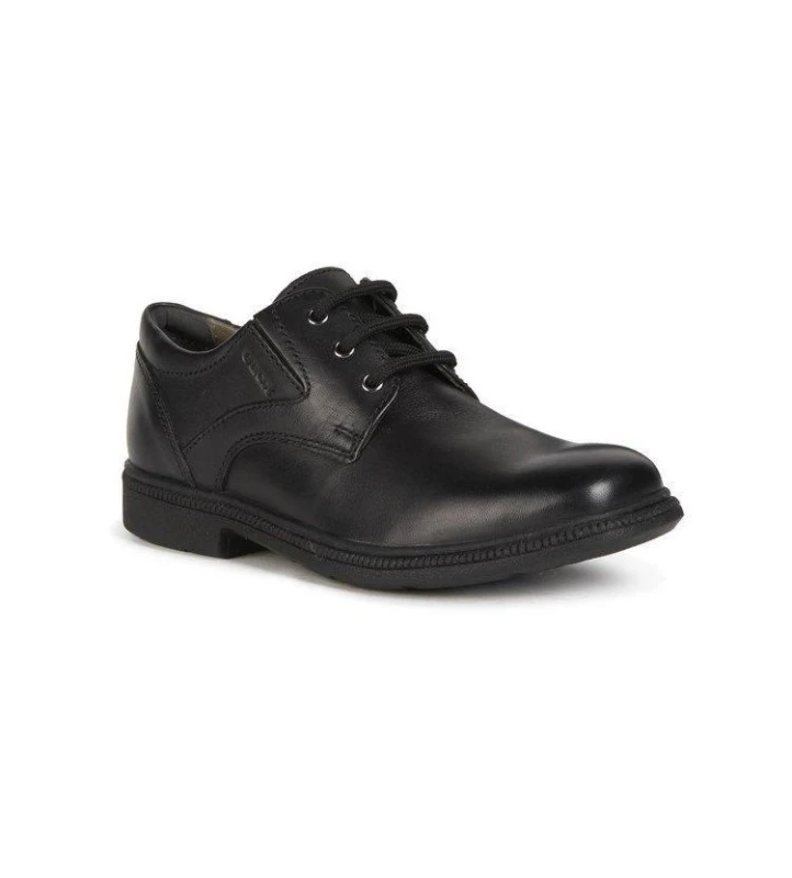 Image of Geox Mens 'Jr Federico' Leather Shoes in Black Size: 4 Black Male 4