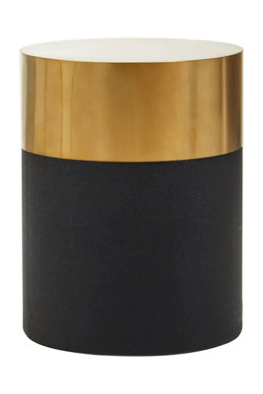 Image of Orsina Round Black Shagreen Stool