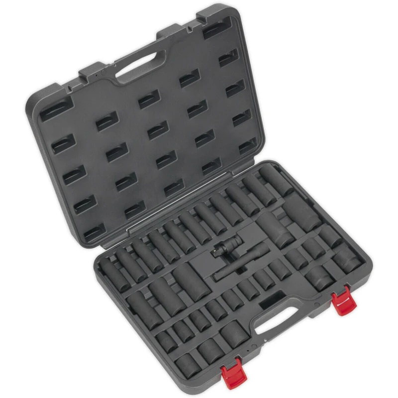 Image of Loops 34 Piece PREMIUM Impact Socket Set - 1/2" Sq Drive - Standard & Deep Sockets Multi