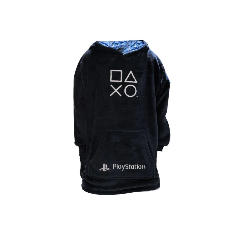 Image of Character Mens Playstation Fleece Snuggle Hoodie - Blue Blue L