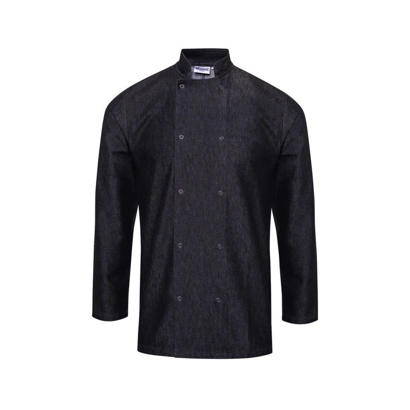 Image of Premier Premier Men Wrap Over Long-Sleeved Chef Jacket in True Black Size: Medium True Black M Male 5063470391806
