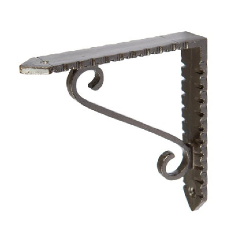 Image of Hammer and Tongs Hammer & Tongs Notched Scroll Iron Shelf Bracket - D105mm - Raw