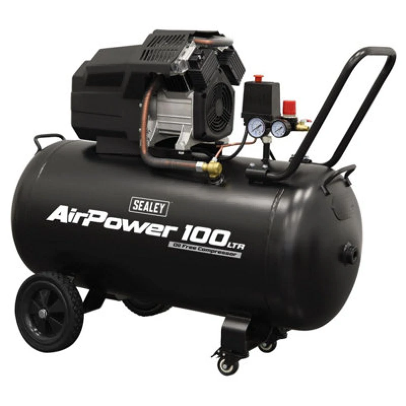 Image of Sealey SAC10002 V-Twin Oil Free Direct Drive Air Compressor 100 Litre SAC10002 Voltage: 240v