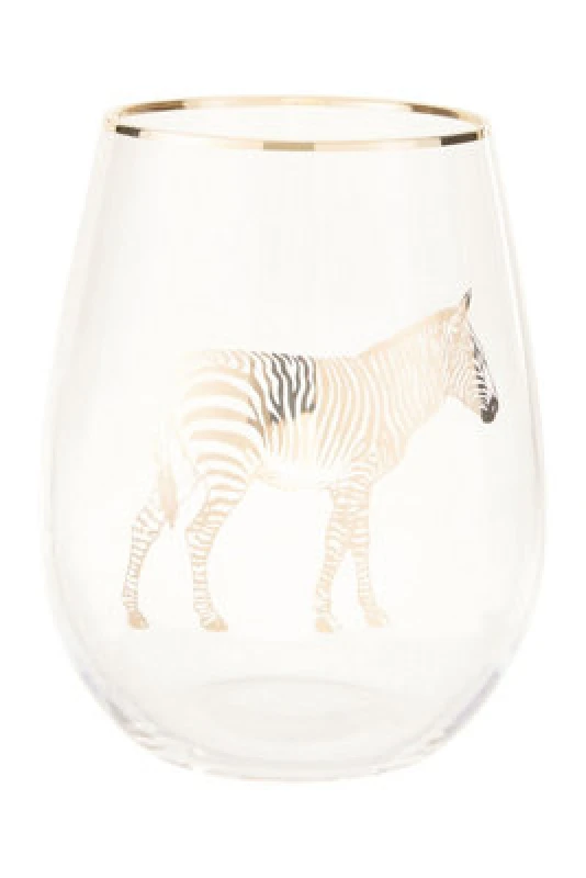 Image of Premier Housewares Nomi Zebra Stemless Wine Glass Clear