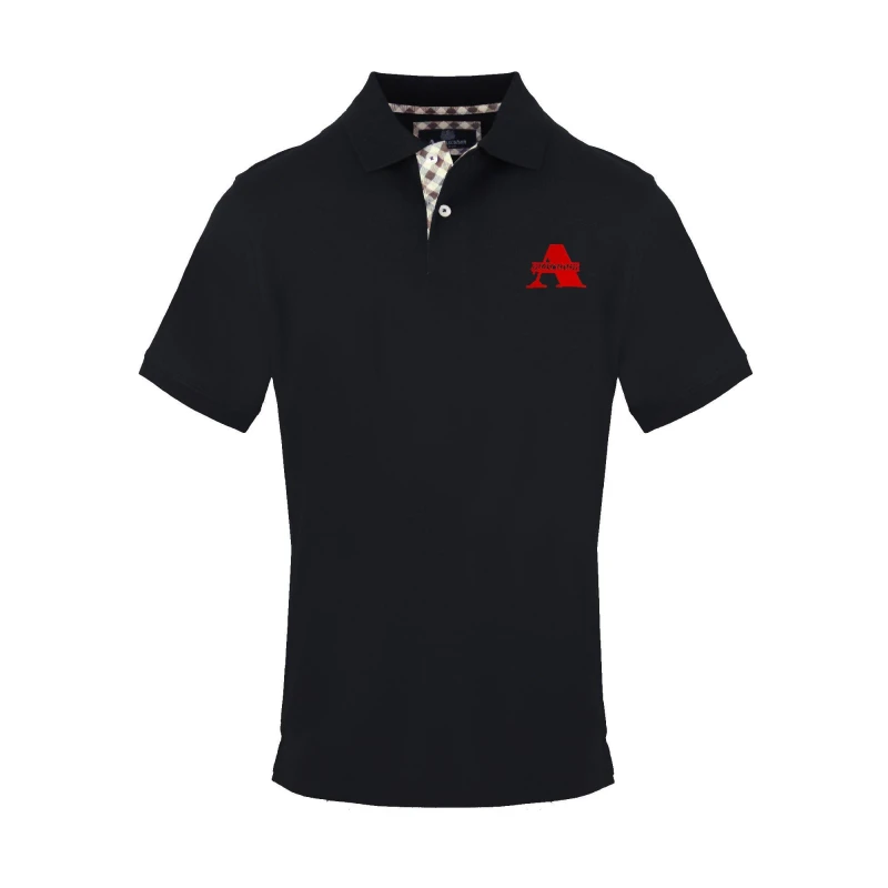 Image of Aquascutum Mens Polo Short Sleeve Polo Shirt Short Sleeve Polos Small Black 54288003350
