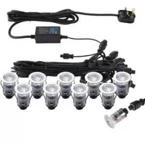 Image of IP67 Outdoor Decking Plinth Lights 10x 25mm Colour Changing Daylight Blue Lamp