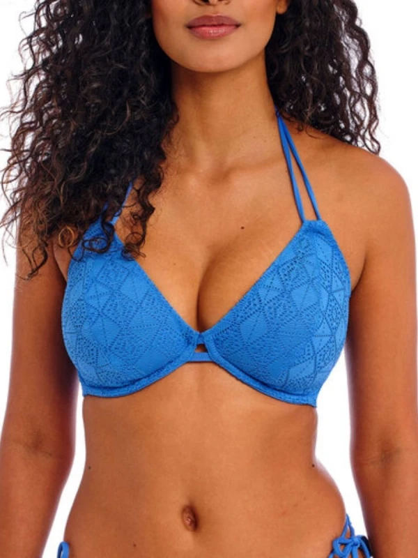 Image of Freya Womens Nomad Nights Halterneck Bikini Top in Blue Size: 30DD Blue Female 30DD