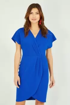Image of Blue Wrap Front Dress