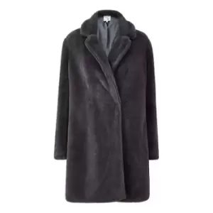 Image of Yumi Grey Faux Fur Coat - Grey