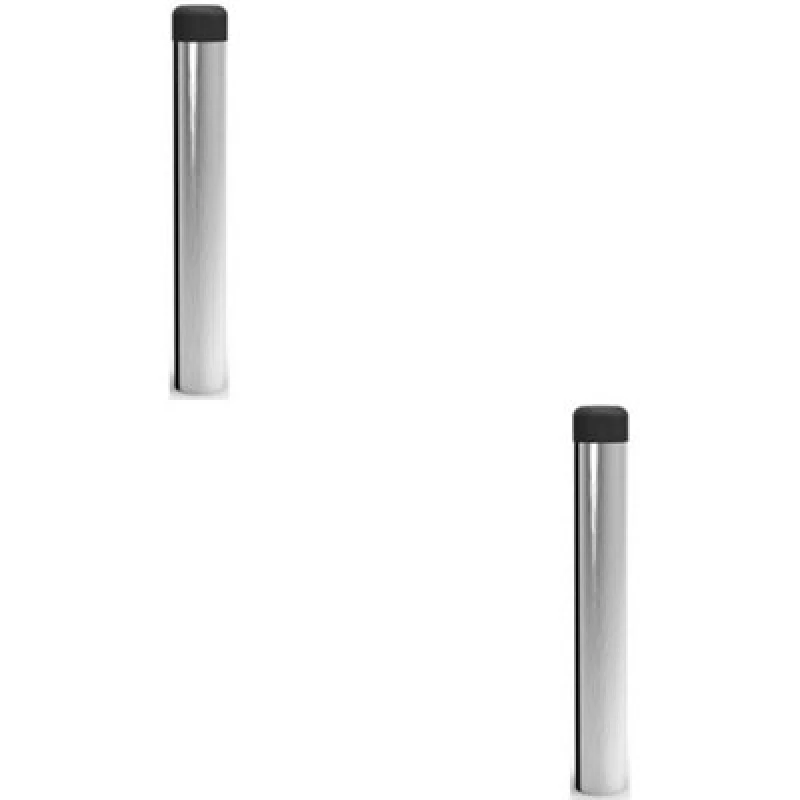 Image of Loops 2x Rubber Tipped Wall mounted Doorstop Cylinder 71 x 16mm Satin Chrome Multi