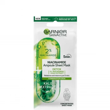 Image of Garnier SkinActive Detox Ampoule Sheet Mask - Kale and 2% Niacinamide 15g