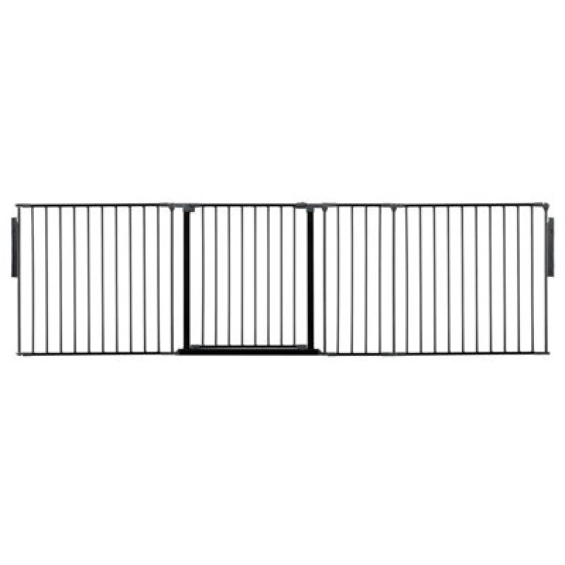 Image of Safetots Premium Multi Panel Room Divider, Up To 259Cm Wide, Black, 70Cm Tall, Flexible Barrier With Door For Baby And Toddler