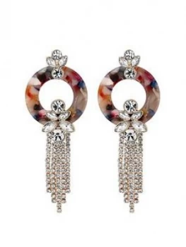 Image of Mood Mood Rose Gold Plated Floral Resin Diamante Chandellier Earrings
