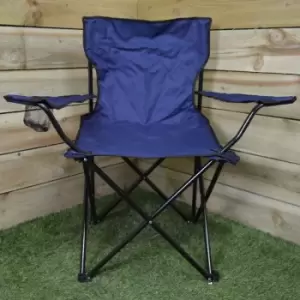 Image of Blue Folding Canvas Camping / Festival / Outdoor Chair with Arms and Cup Holder