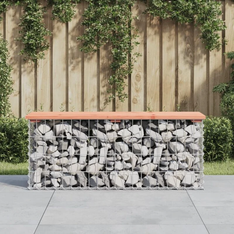 Image of vidaXL Garden Bench Gabion Design 103x31.5x42cm Solid Wood Douglas, Brown 834351