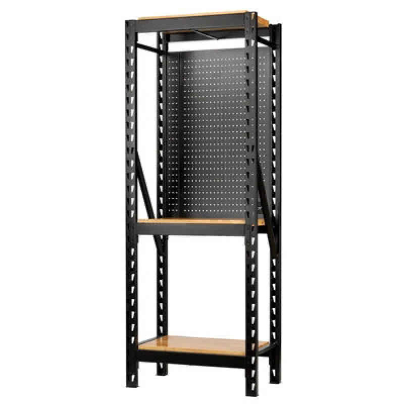 Image of Bunker 17 Piece Modular 3 Tier Hardwood Shelf Racking Unit 27892 Colour: Black