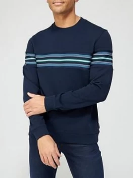 Image of Ted Baker Sumo Stripe Sweatshirt - Navy, Size S, Men
