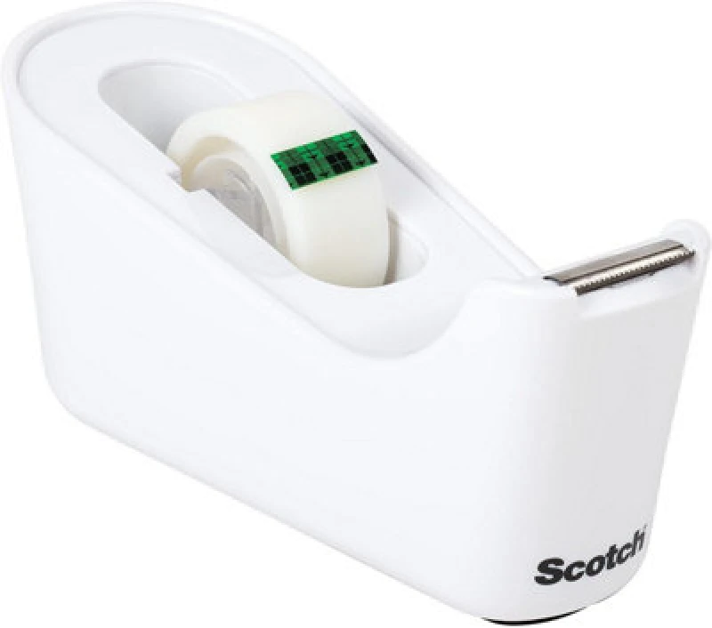 Image of Scotch Tape Dispenser + Scotch Magic Invisible Tape, 1 Roll 19mm x 33 m - White