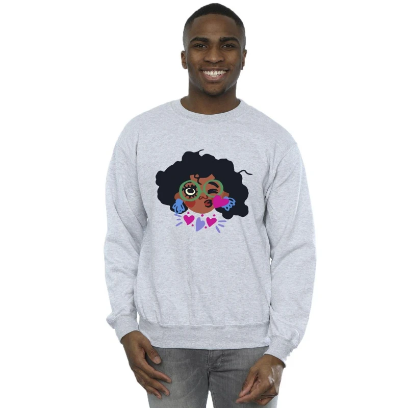 Image of Disney Men Encanto Mirabel Kiss Sweatshirt in Grey Size: Small Grey S Male 5063153605022