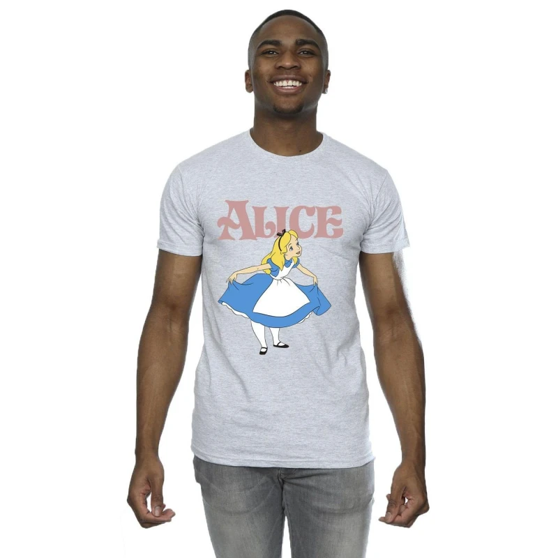 Image of Disney Men Alice In Wonderland Take A Bow T-Shirt in Grey Size: Small Grey S Male 5063283626256