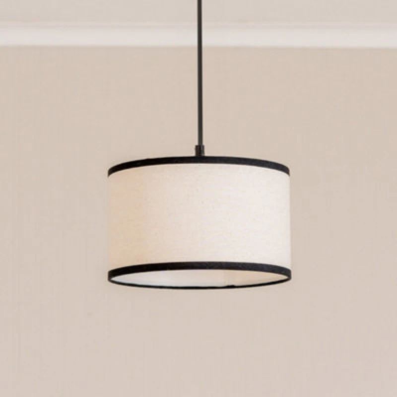 Image of ValueLights Eva Natural Linen Fabric Ceiling Floor Table Small Drum Lamp Shade Black